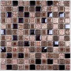 Мозаика стеклянная с камнем Bonaparte Sudan 23х23 (300х300х8 мм)