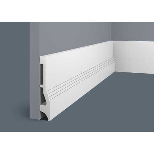 Фото Плинтус напольный Cosca PX047 под покраску, белый (112х20)