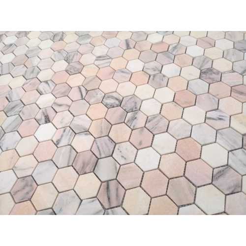 Фото Мозаика из натурального камня Caramelle Pietrine Hexagonal Rosa Salmone POL hex 40х23 (292х289х7 мм)
