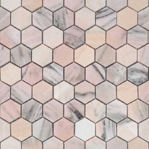 Фото Мозаика из натурального камня Caramelle Pietrine Hexagonal Rosa Salmone POL hex 40х23 (292х289х7 мм)