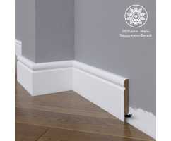 Белый плинтус напольный МДФ Madest Decor модель 06-083-12 крашеный (83х12х2400 мм)