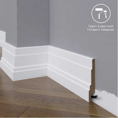 Фото Плинтус напольный под покраску 08-120-18 Madest Decor MDF (120х18х2400 мм)