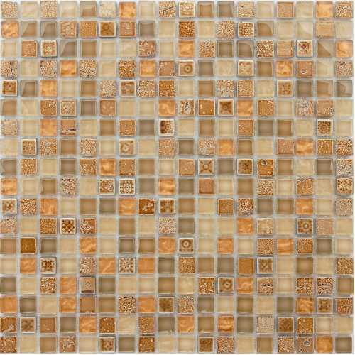 Фото Мозаика стеклянная с камнем Caramelle Naturelle Cozumel 15х15 (305х305х8 мм)