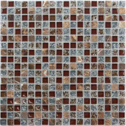 Фото Мозаика стеклянная с камнем Caramelle Naturelle Fiji 15х15 (305х305х8 мм)