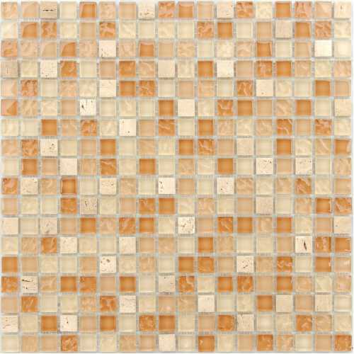 Фото Мозаика стеклянная с камнем Caramelle Naturelle Olbia 15х15 (305х305х8 мм)