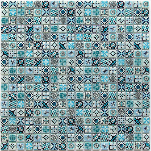 Фото Мозаика стеклянная Bonaparte Xindi Blue 15х15 (300х300х6 мм)