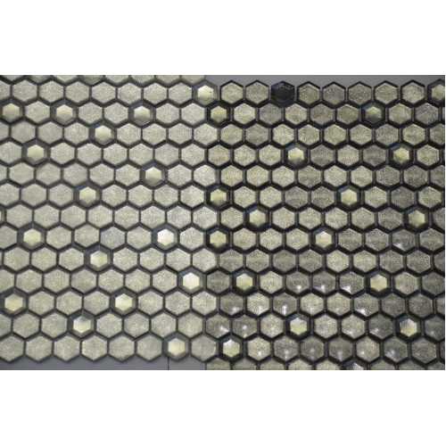 Фото Мозаика стеклянная Caramelle Alchimia Aureo grani hexagon 23х13 (300х300х6 мм)